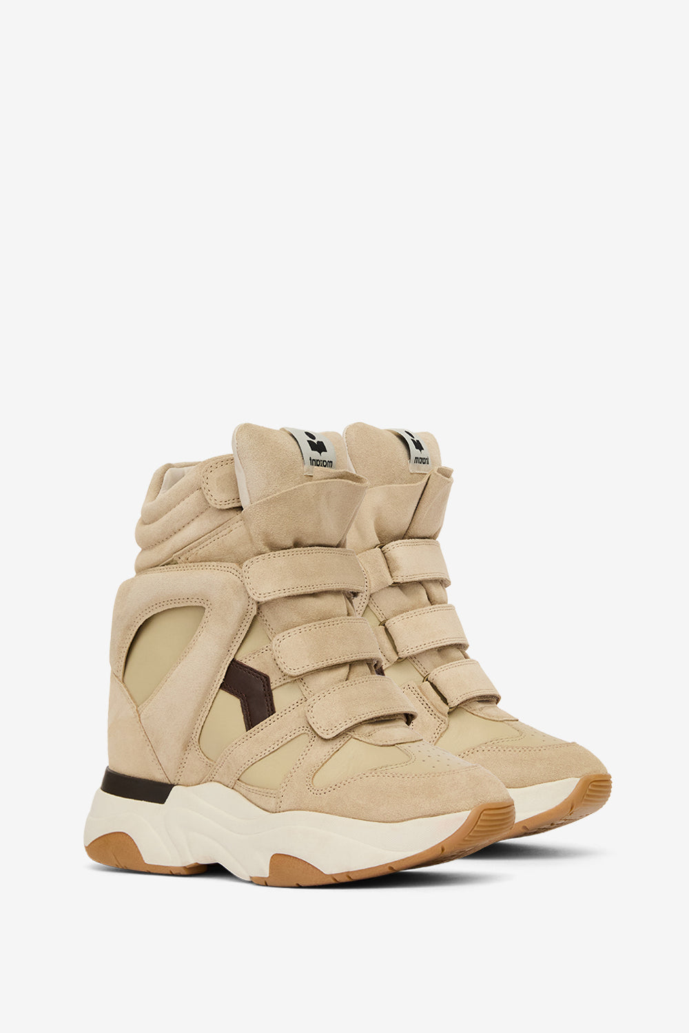 Balskee high-top wedge suede leather sneakers - Ecru - chocolate - Woman - 3