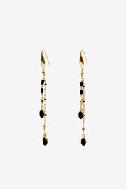 Gold-finish brass pendant earrings - Black - Woman