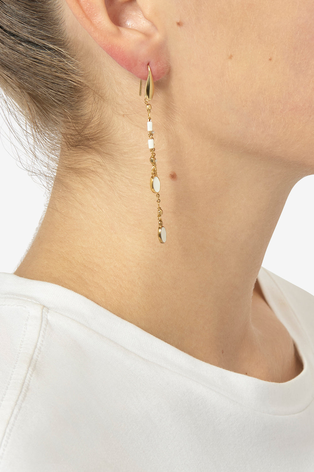 Orecchini a pendente in ottone dorato - Ecru - Woman - 3