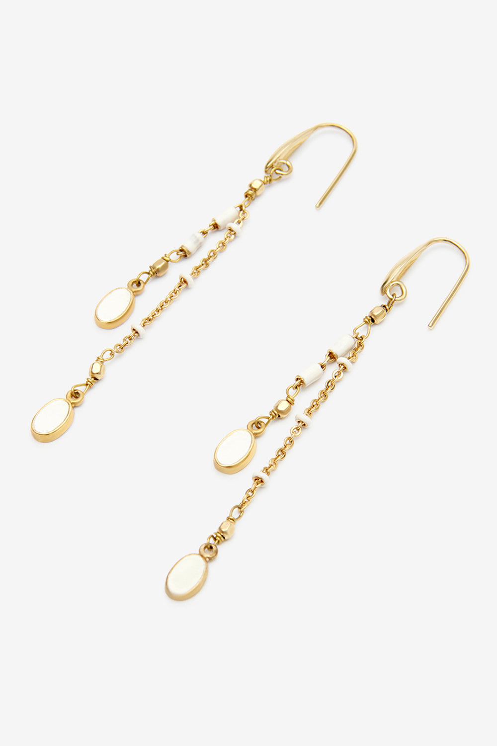 Boucles d'oreilles pendantes en laiton doré - Écru - Woman - 5