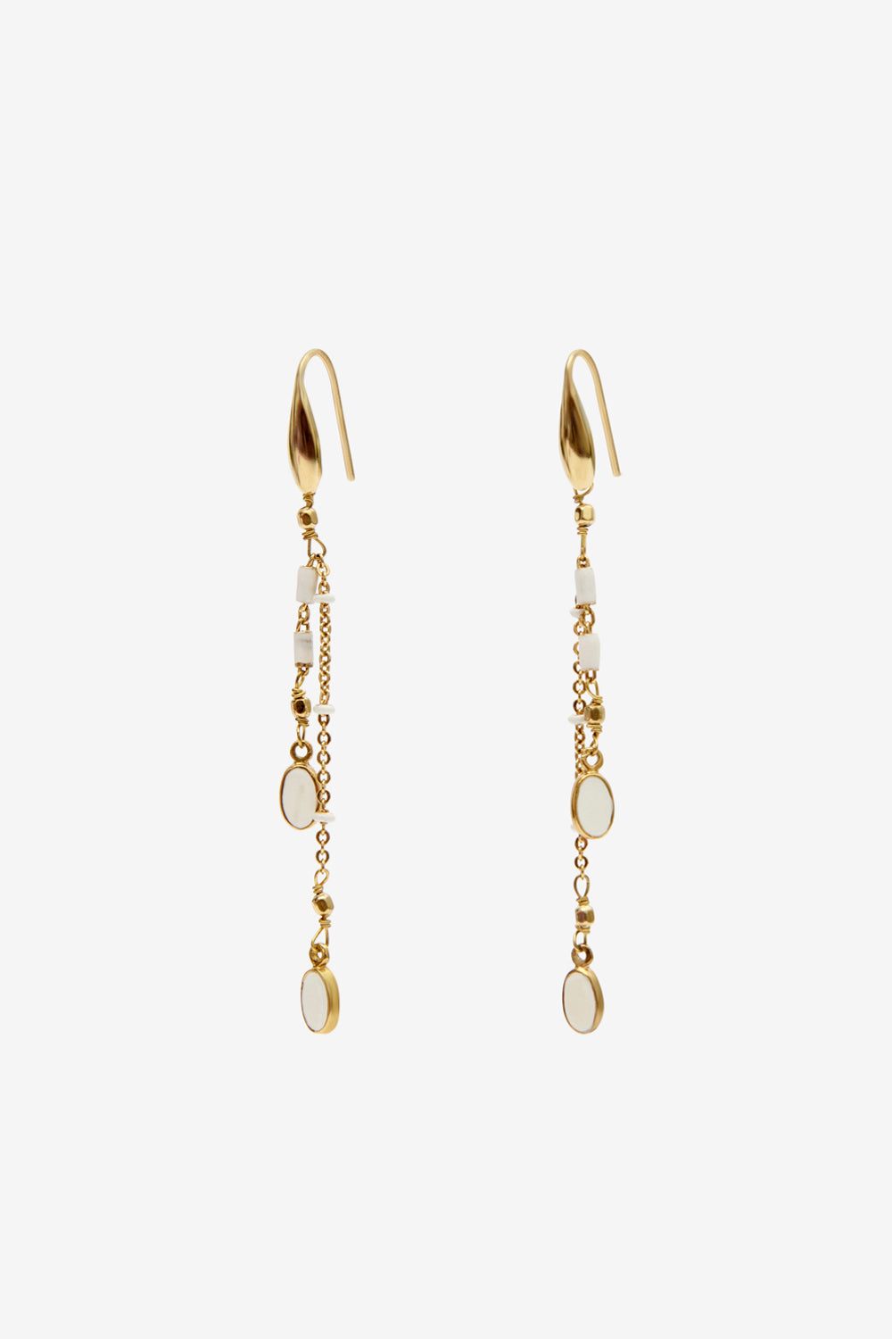 Boucles d'oreilles pendantes en laiton doré - Écru - Woman - 1