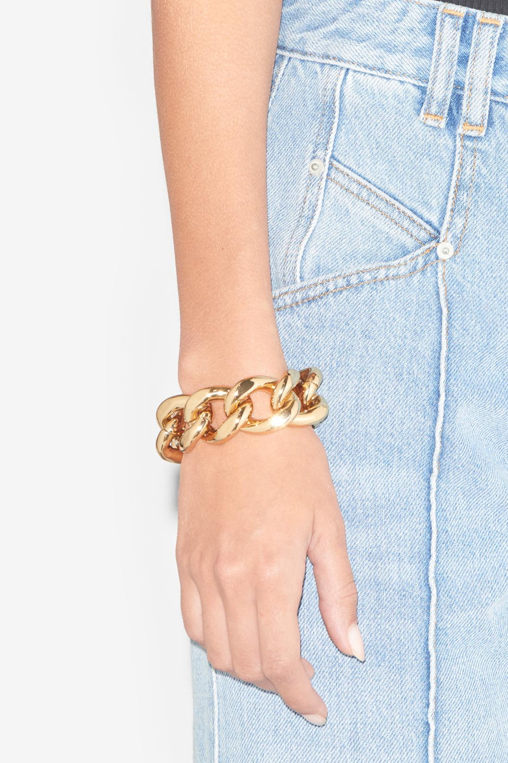 Oversized-kettenarmband links - Golden - Woman - 2