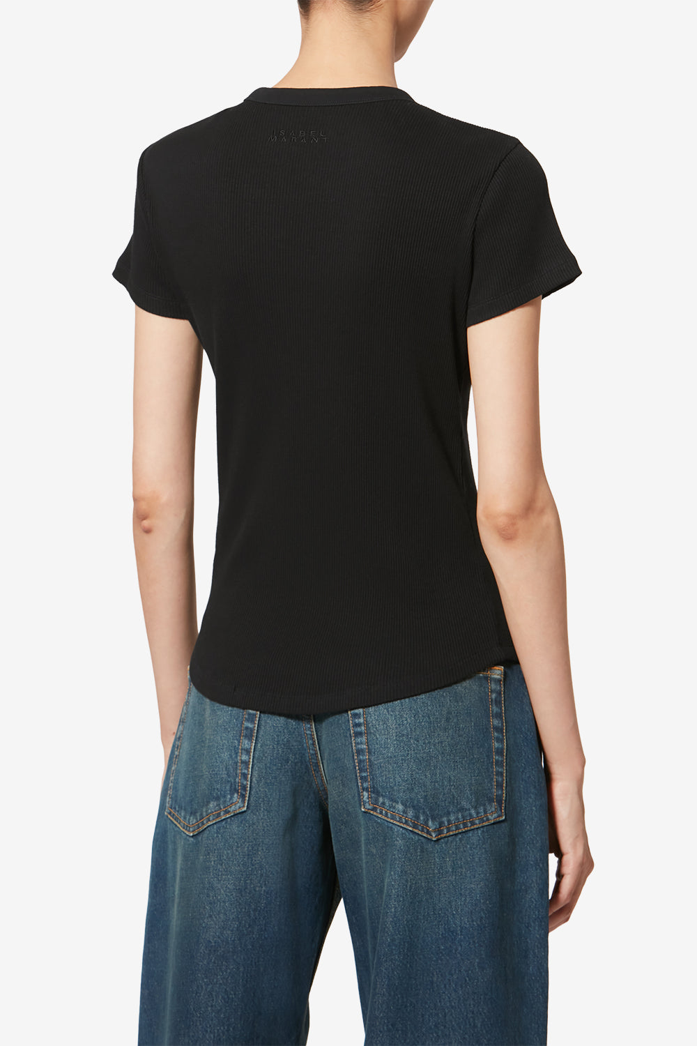 Taomi ribbed short-sleeve cotton t-shirt - Black - Woman - 5