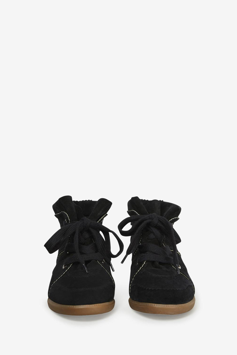 Bobby suede calfskin leather wedge sneakers - Black - Woman - 4