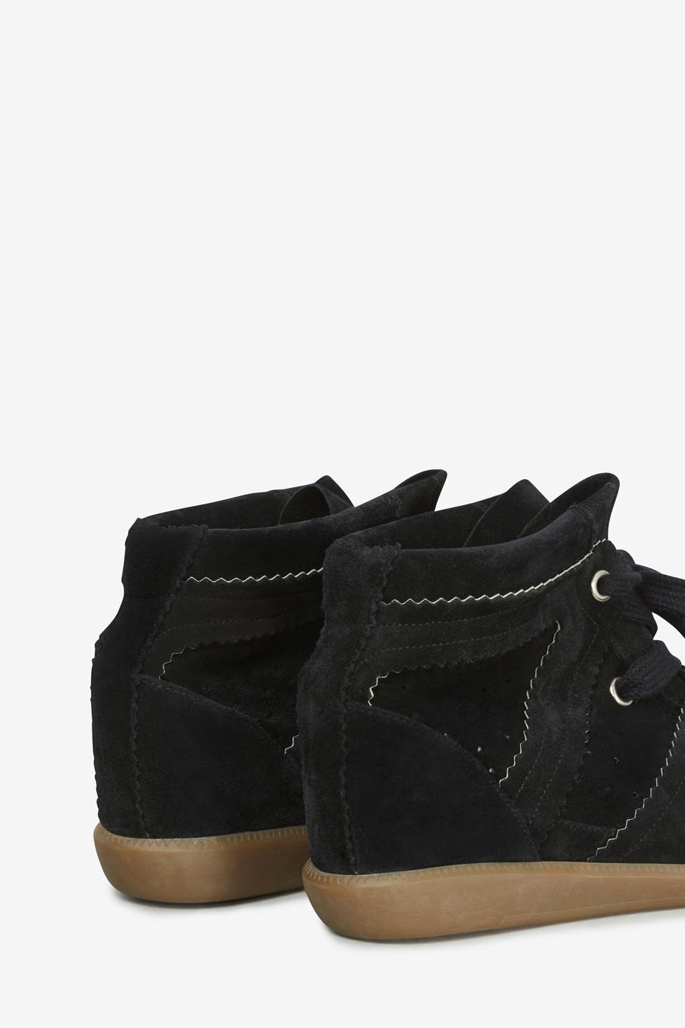 Bobby suede calfskin leather wedge sneakers - Black - Woman - 2