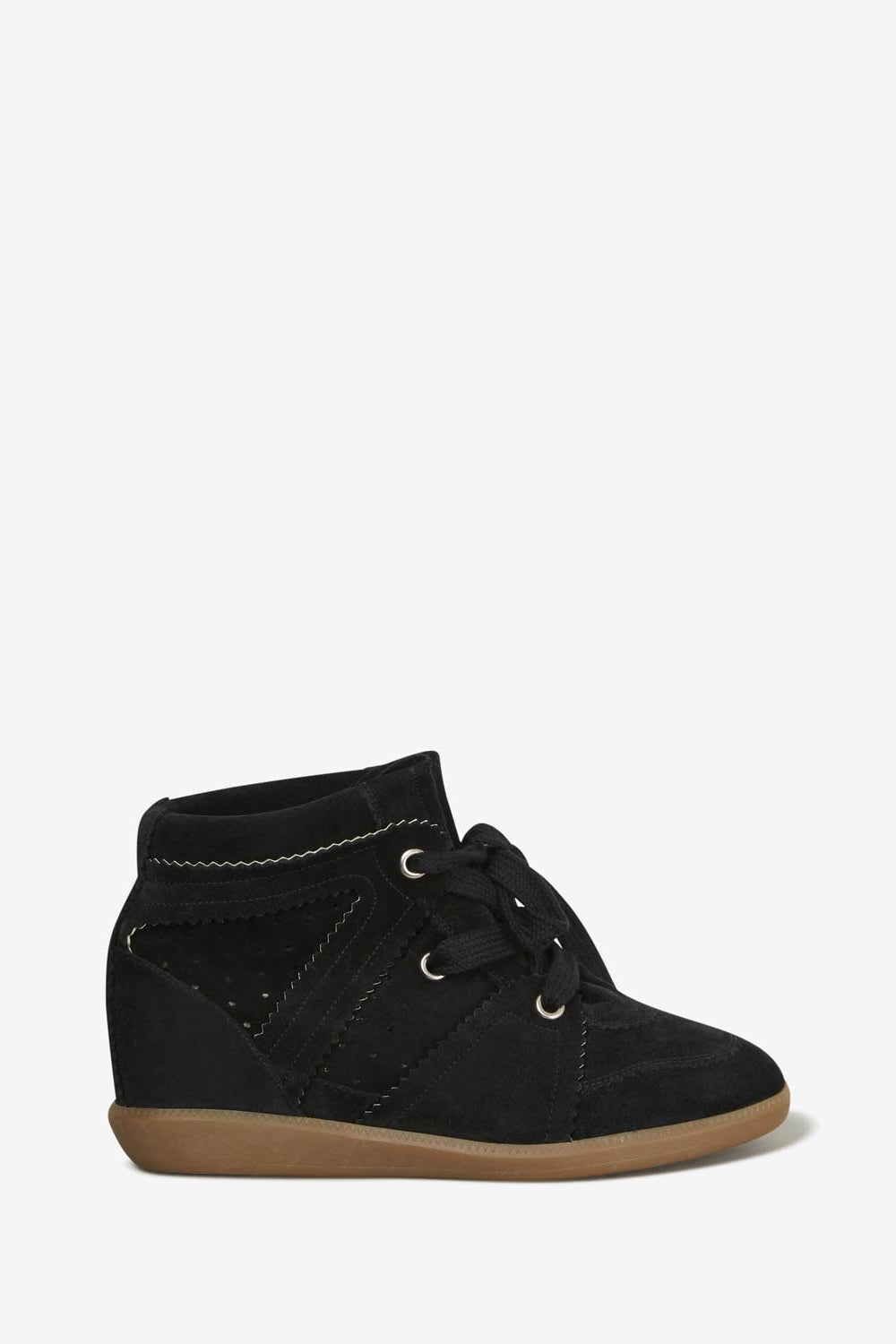 Bobby suede calfskin leather wedge sneakers - Black - Woman - 5