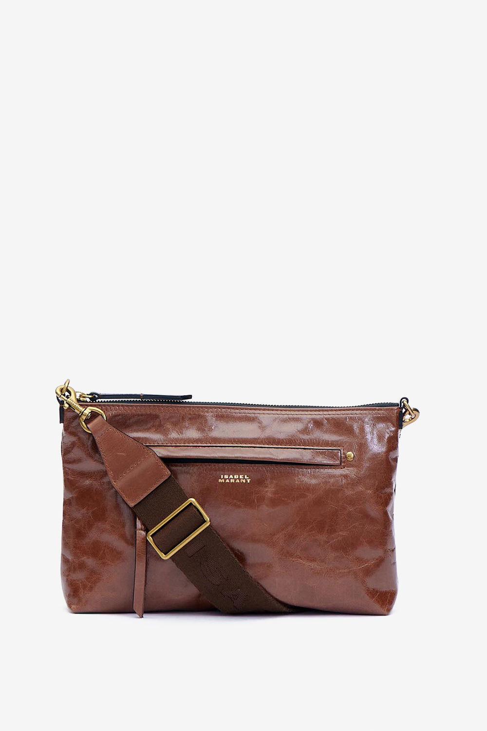 Nessah shiny leather shoulder bag - Chocolate - Woman - 1
