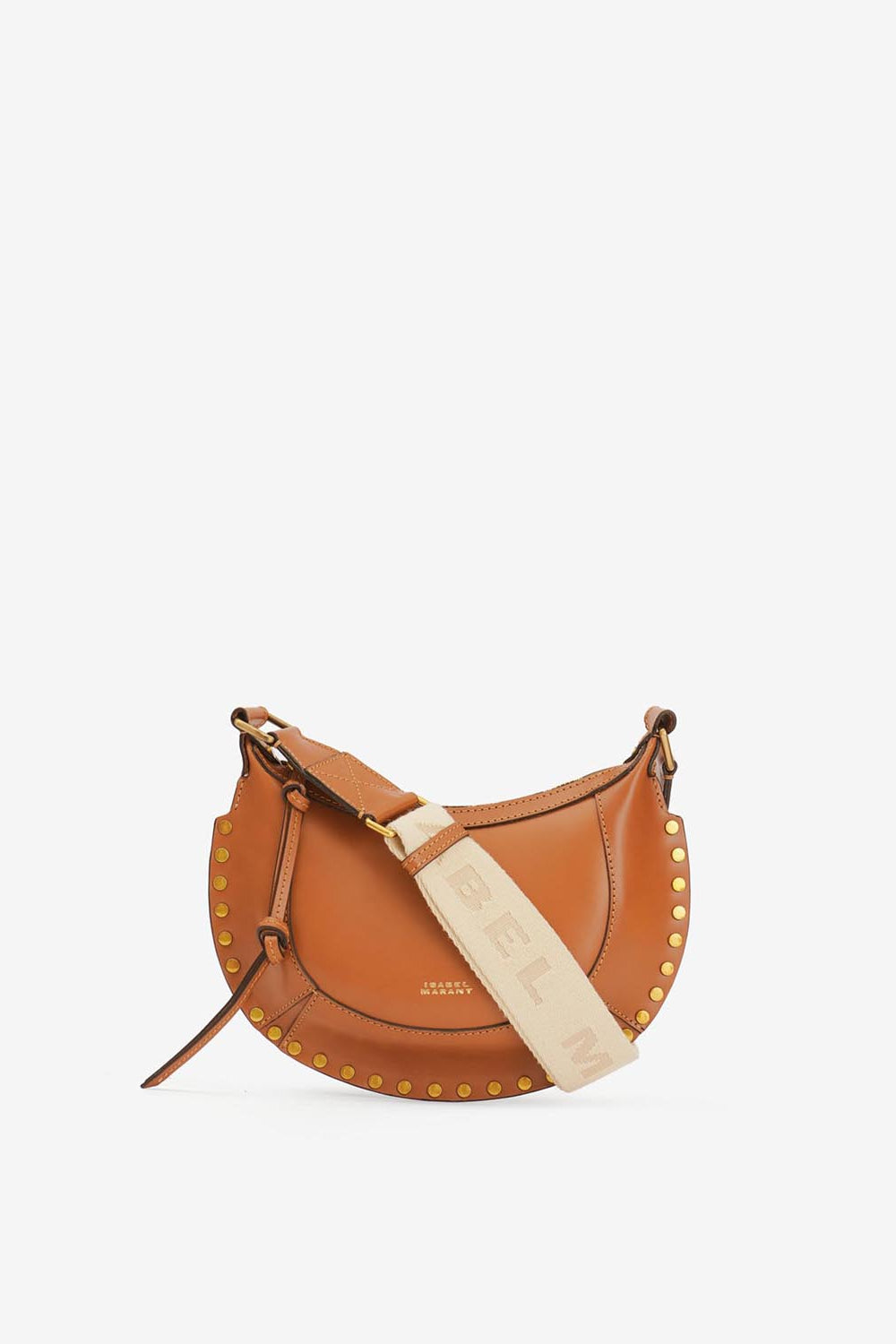 Mini moon leather shoulder baguette bag - Cognac - Woman - 2