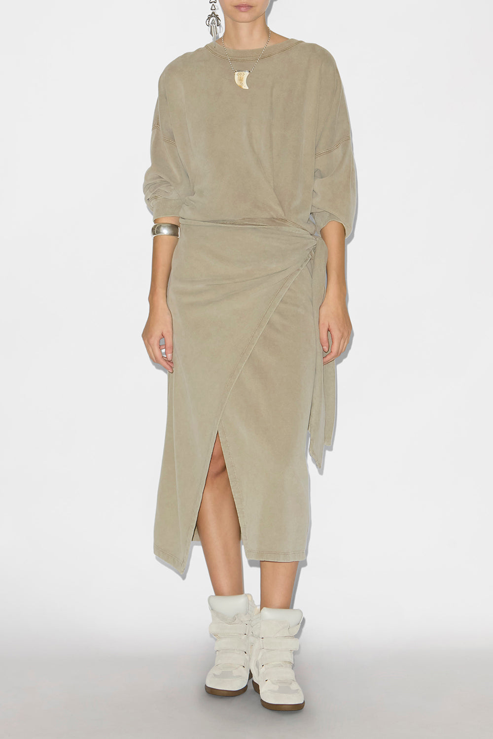 Sneaker bekett aus leder mit keilabsatz - Naturfarben - Woman - 6