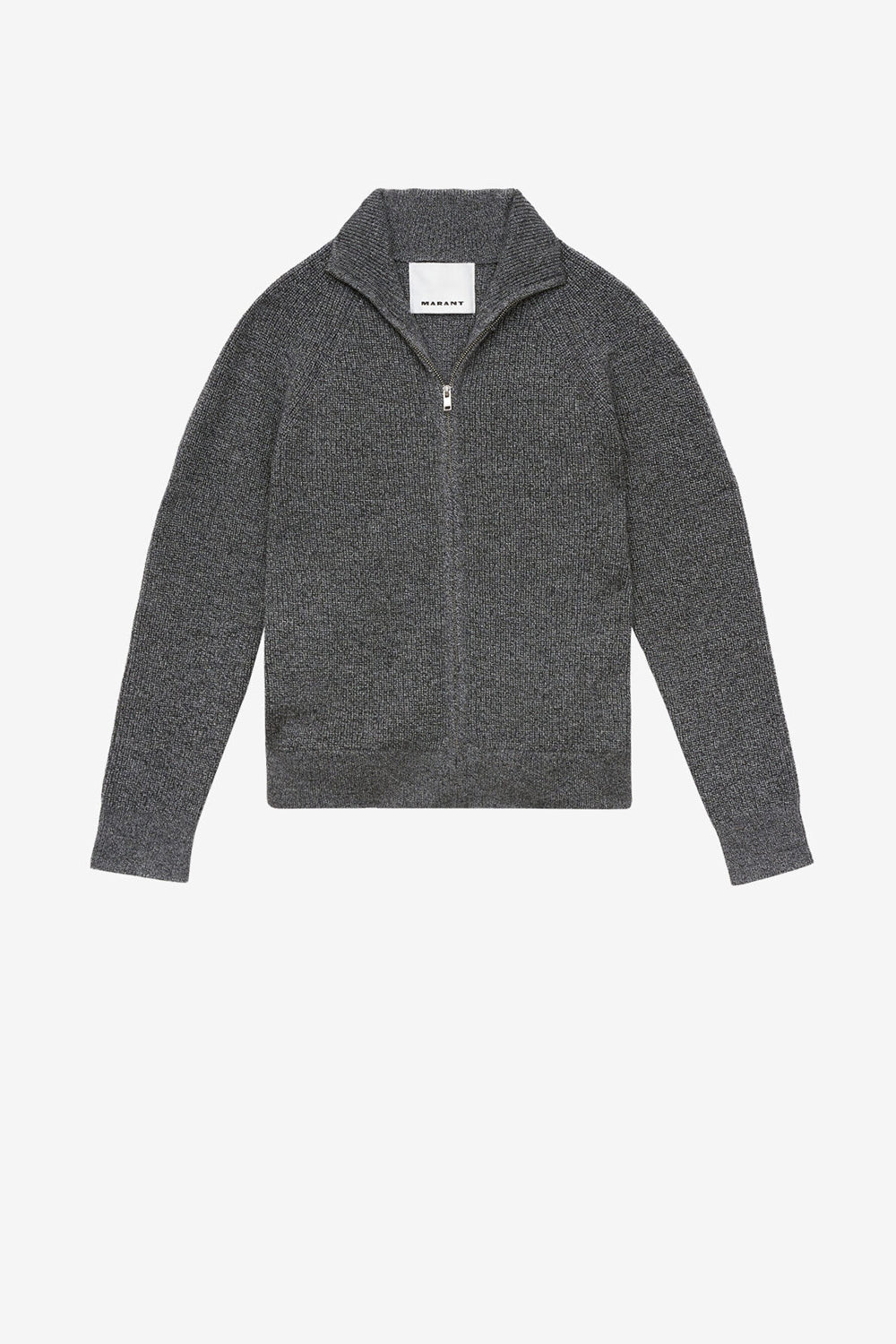 Benett zip-up ribbed wool cardigan - Dark gray - Man - 1