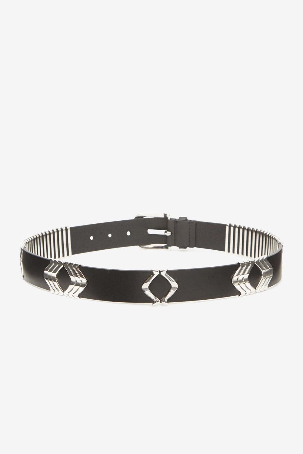 Tehora 송아지 가죽 벨트 - Black and silver - Woman - 6