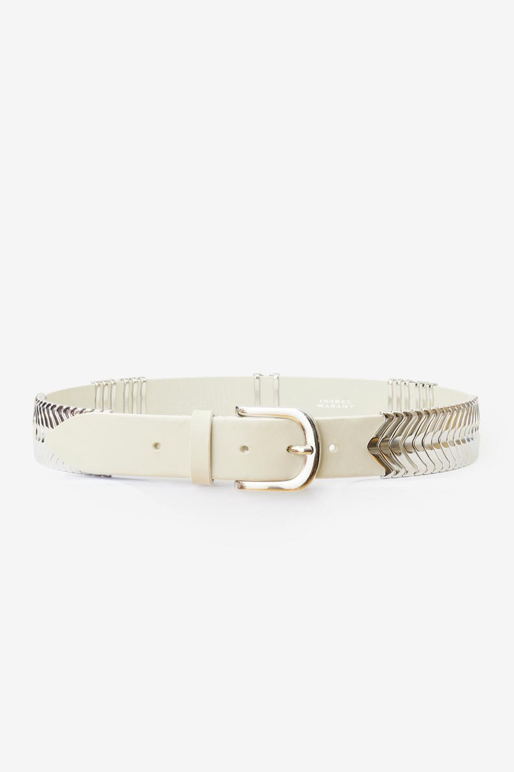 Tehora leather bucle belt - Chalk-silver - Woman - 1