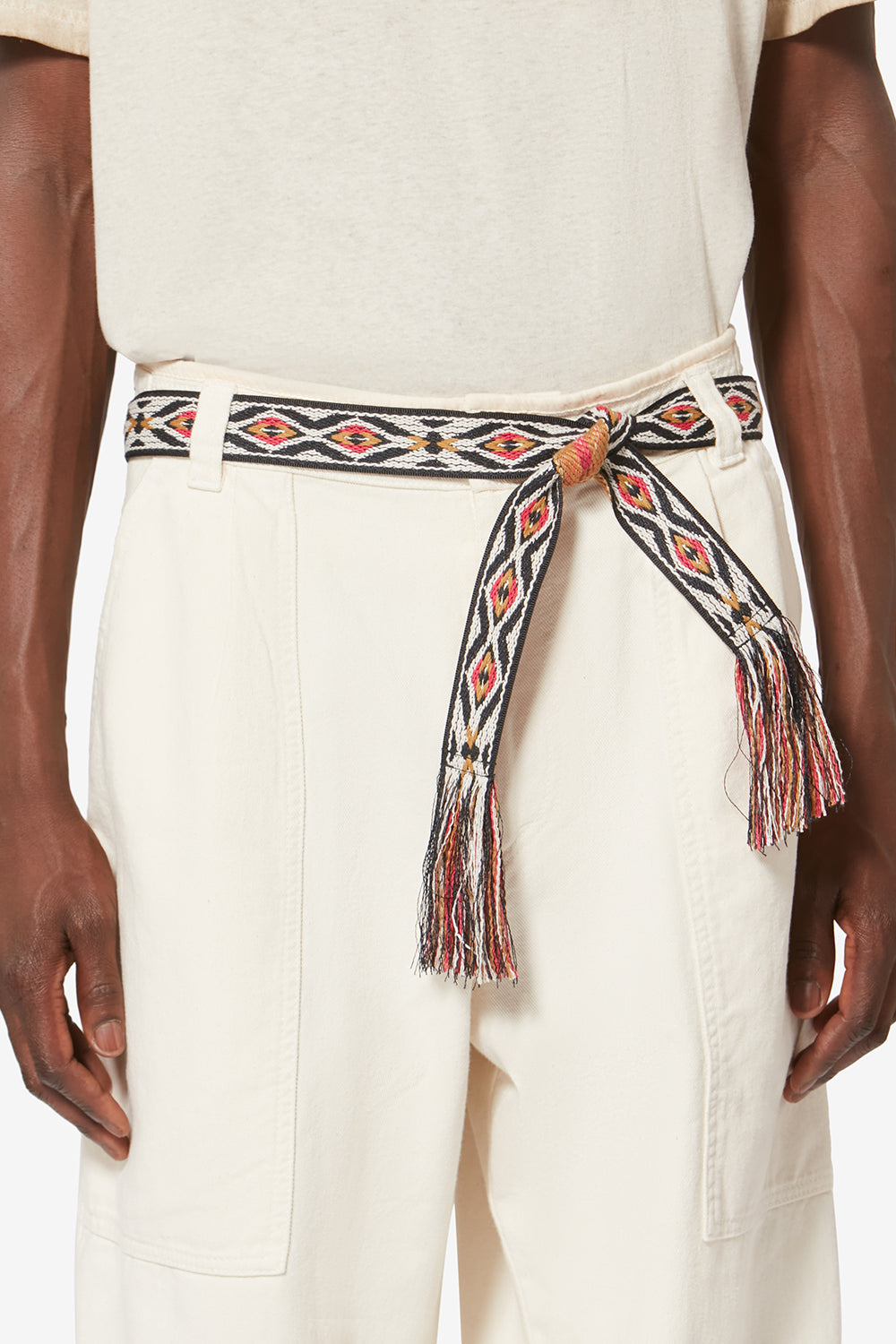 Gewebter gürtel etki mit grafischem jacquardmuster - Black and gold - Woman - 5