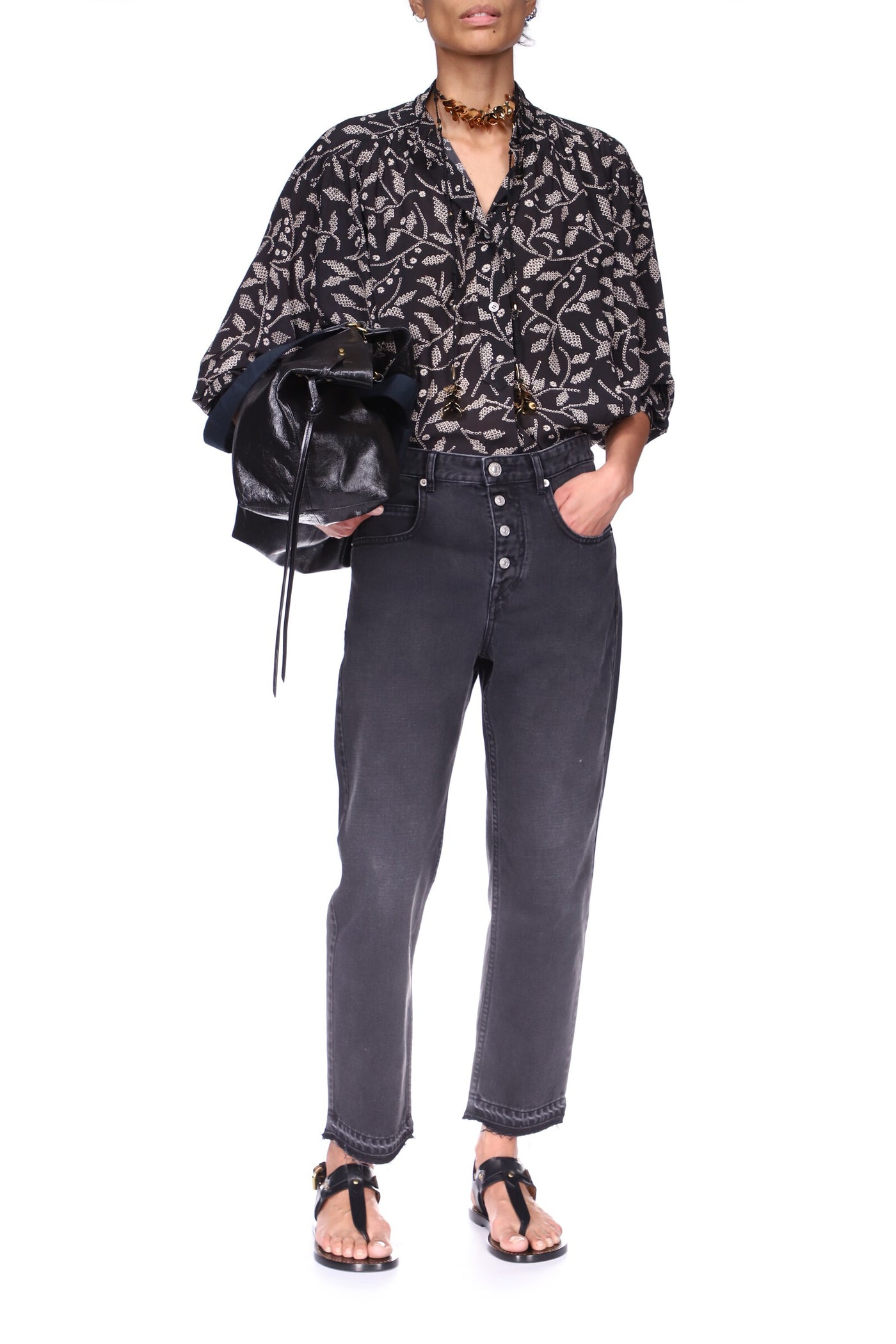 Belden regular jeans - ウォッシュドブラック - Woman - 1