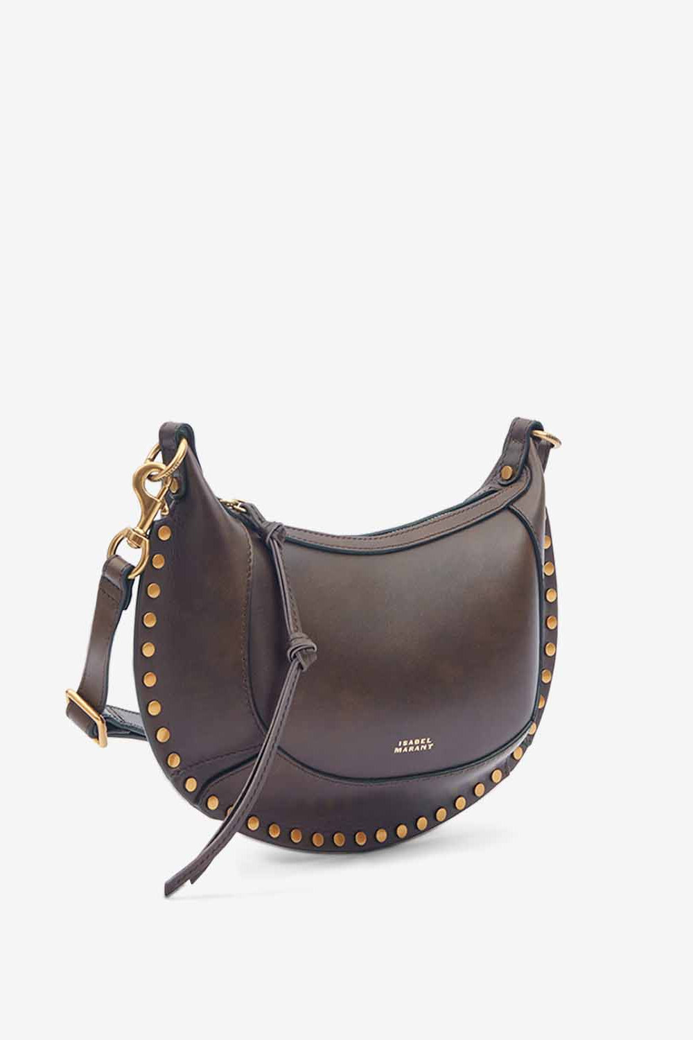 Oskan moon calfskin leather shoulder bag - Chocolate - Woman - 5