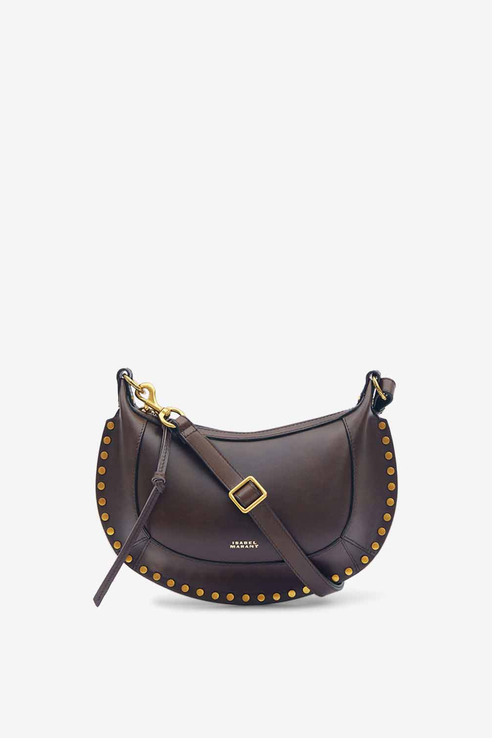 Oskan moon calfskin leather shoulder bag - Chocolate - Woman - 1