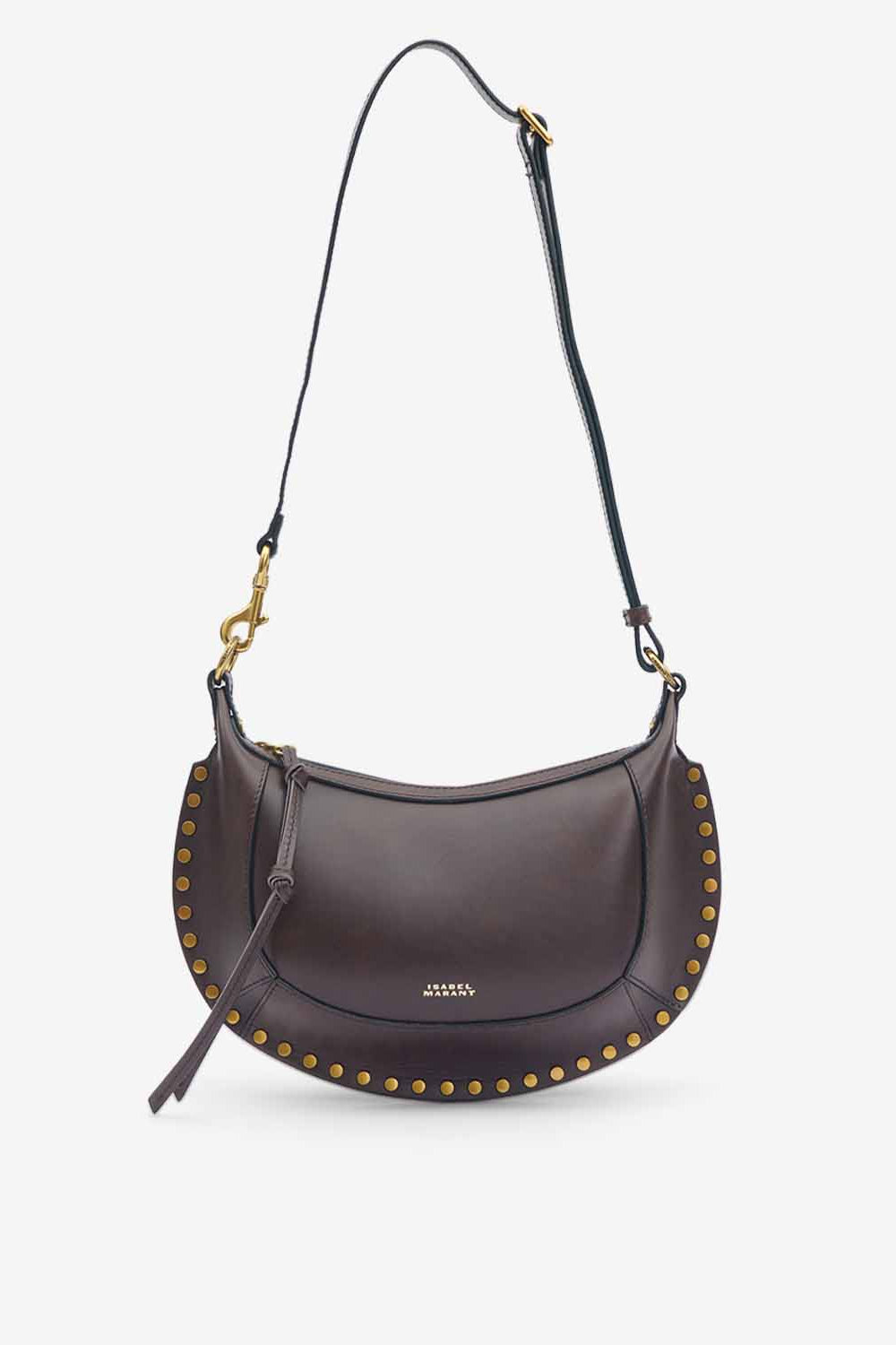 Oskan moon calfskin leather shoulder bag - Chocolate - Woman - 6