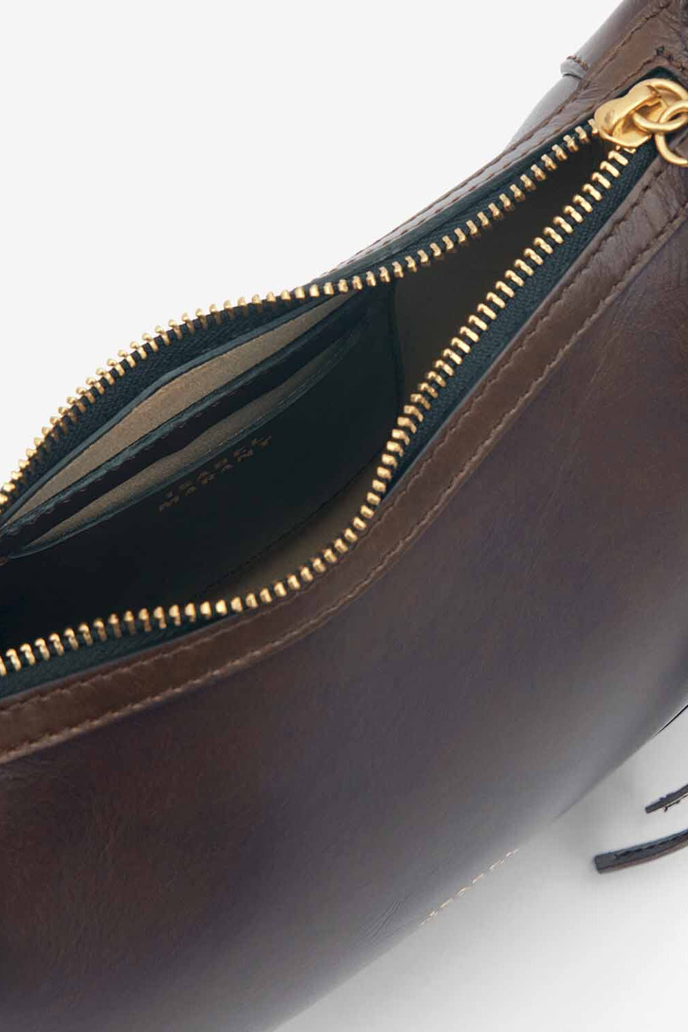 Oskan moon calfskin leather shoulder bag - Chocolate - Woman - 4