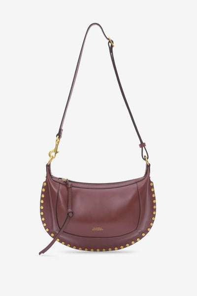 Oskan moon shoulder bag in soft leather - Burgundy - Woman - 6