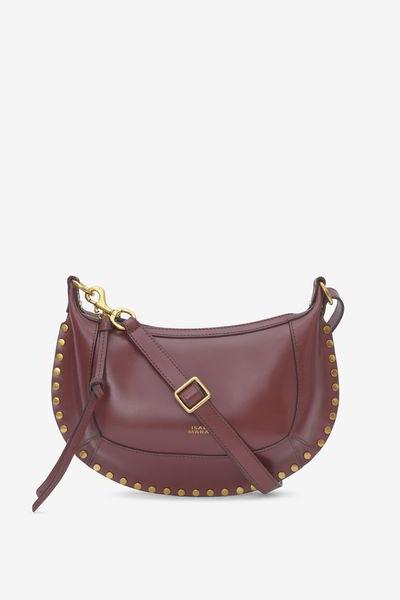 Oskan moon shoulder bag in soft leather - Burgundy - Woman - 7