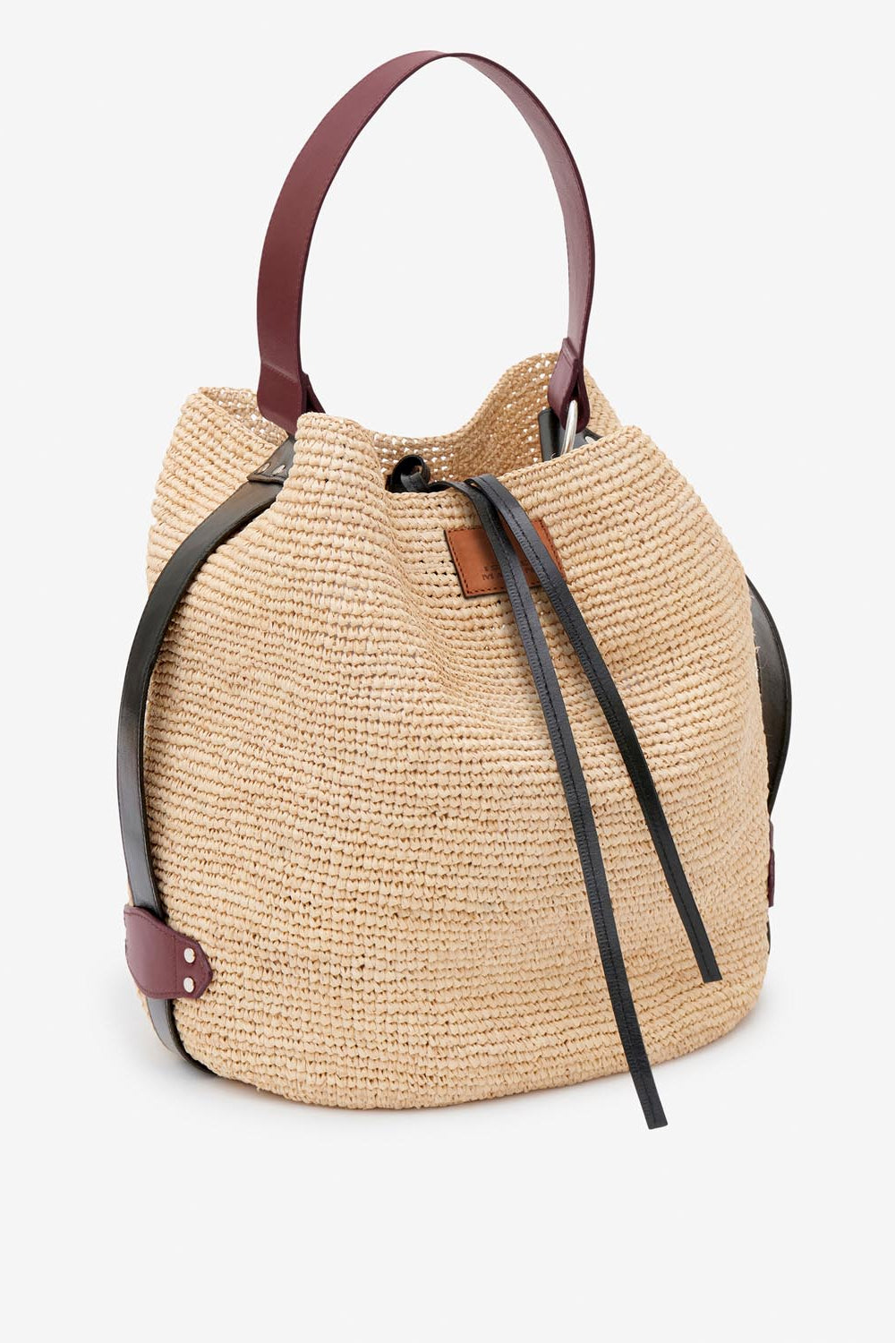 Bayia raffia bucket bag - Natural and cognac - Woman - 6