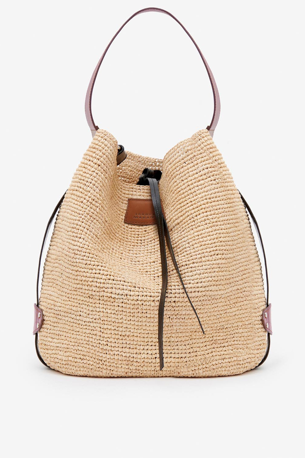 Bayia raffia bucket bag - Natural and cognac - Woman - 1