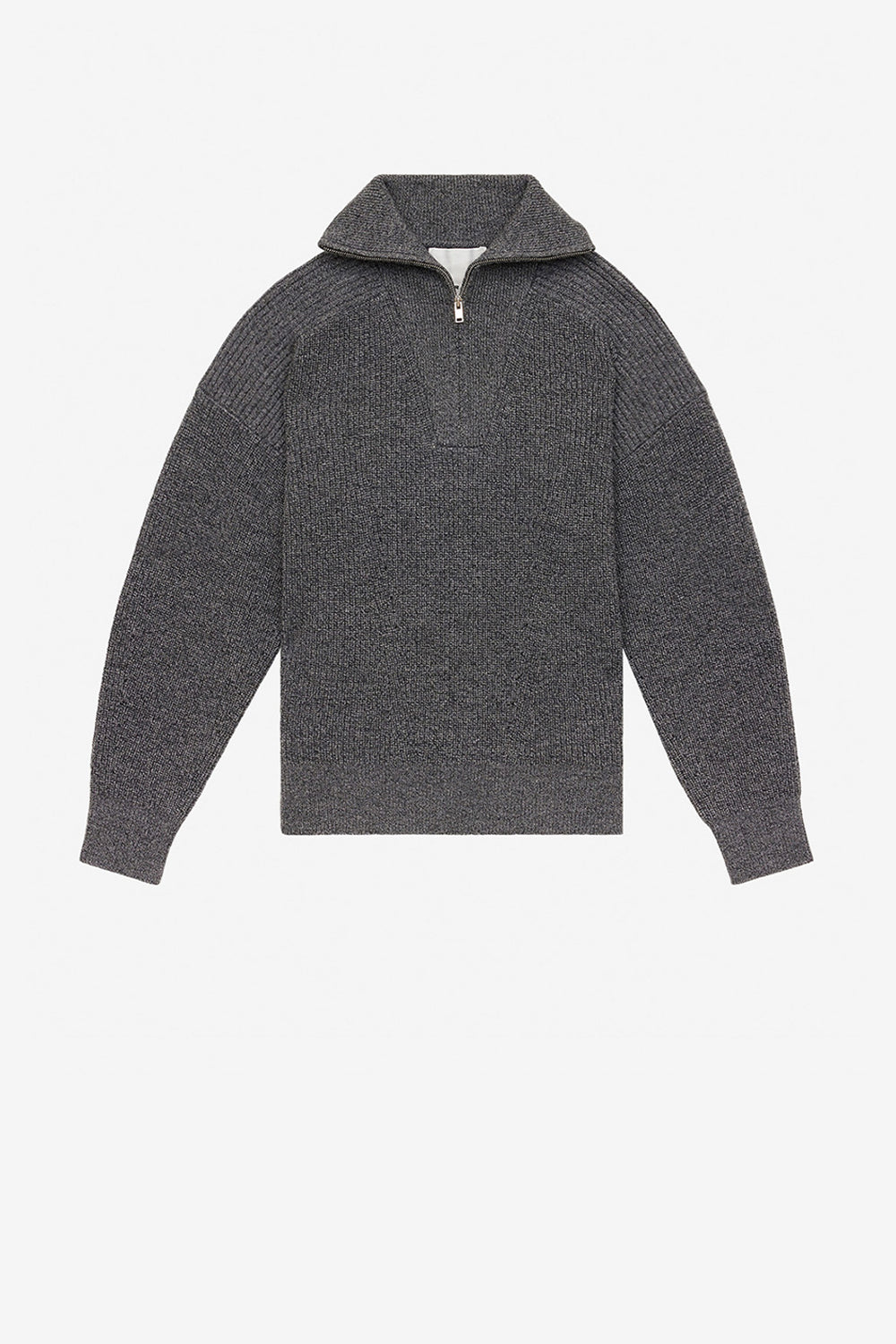 Benny wool zip-up collar sweater - Dark gray - Man - 1
