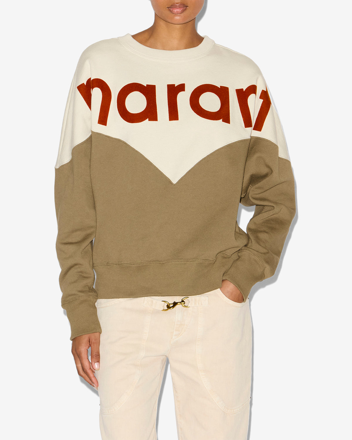 Houston スウェットシャツ Woman Ecru-dark khaki 4