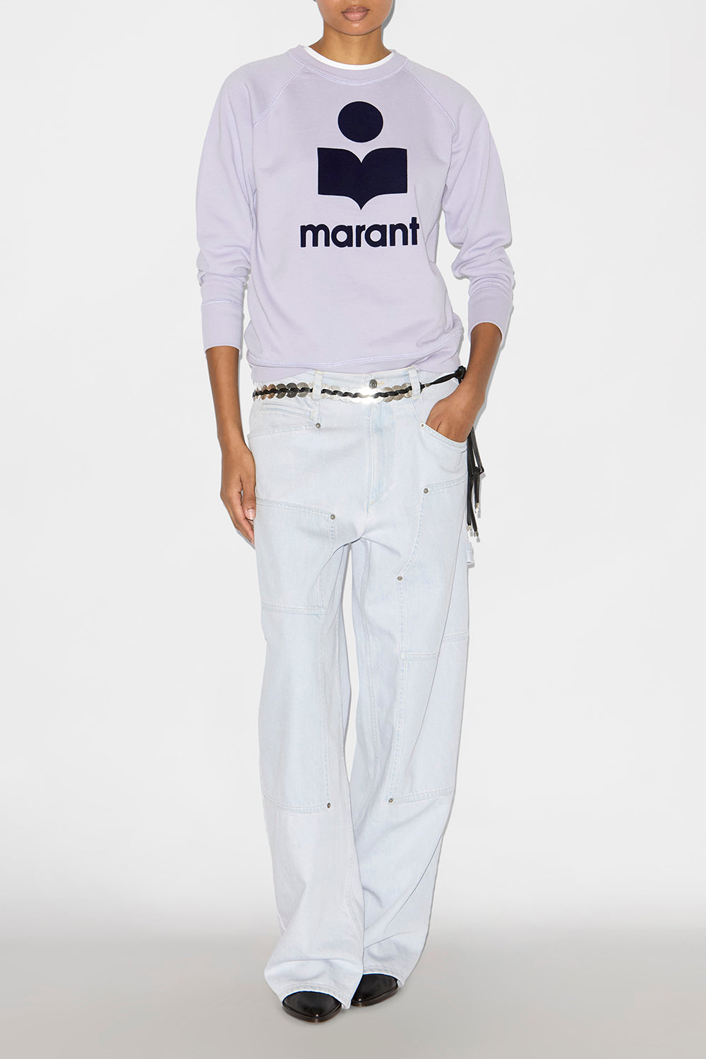 밀리니 면 소재의 로고 디테일 스웨트셔츠 - Lilac/dark navy - Woman - 2