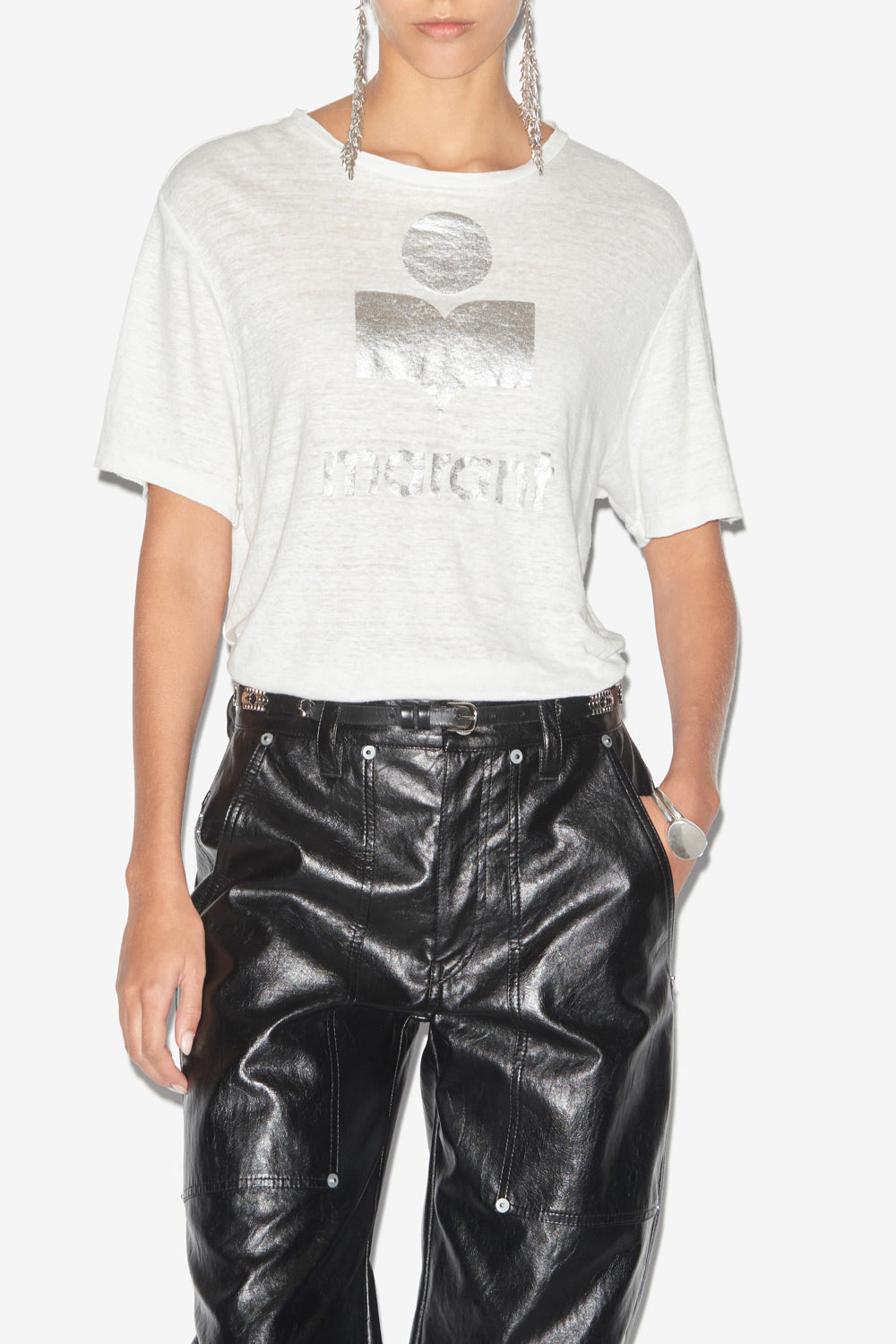 Koldi linen logo t-shirt - White - Woman - 4