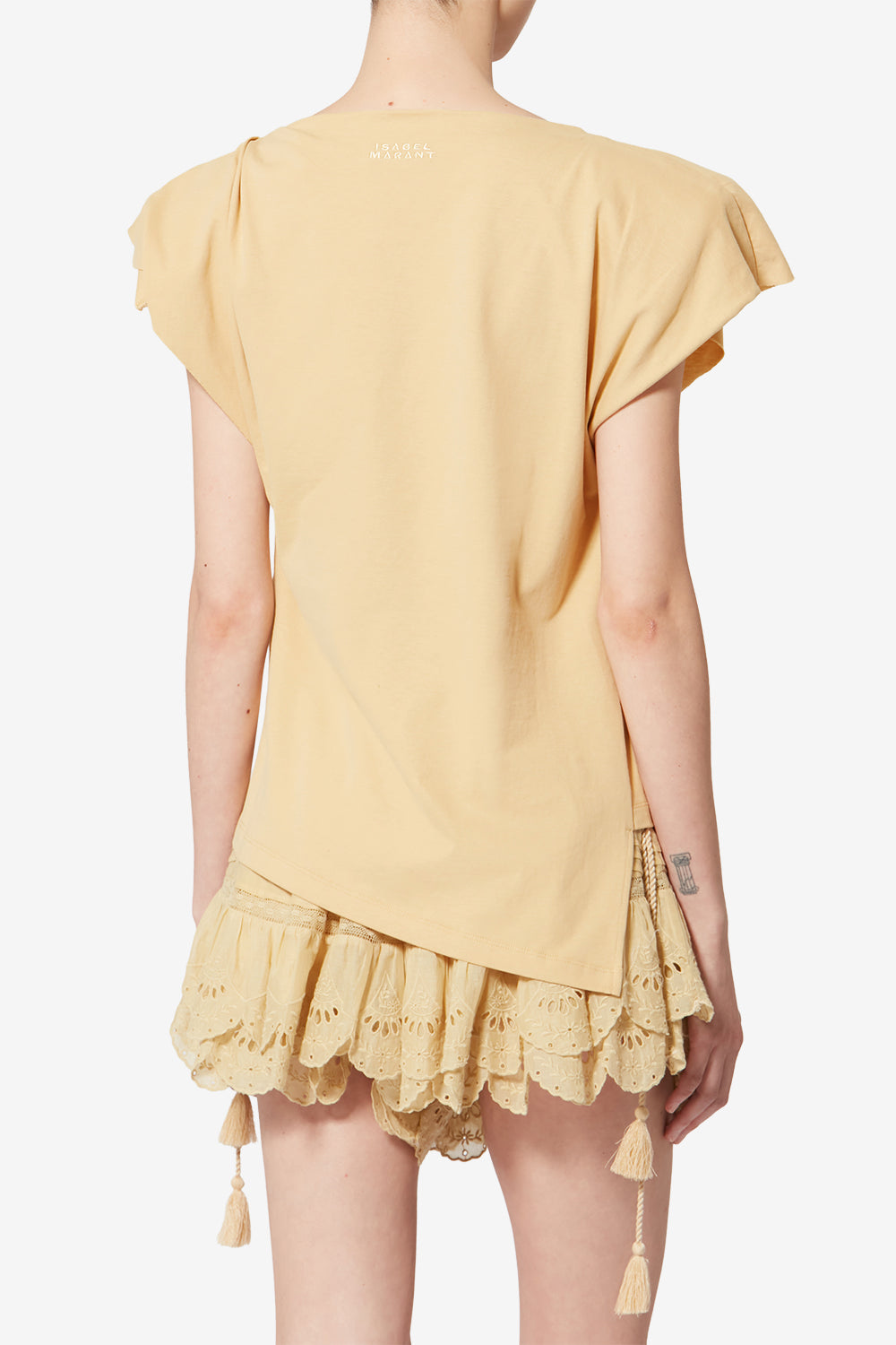 Sebani asymmetrical cotton t-shirt - Dusky yellow - Woman - 5