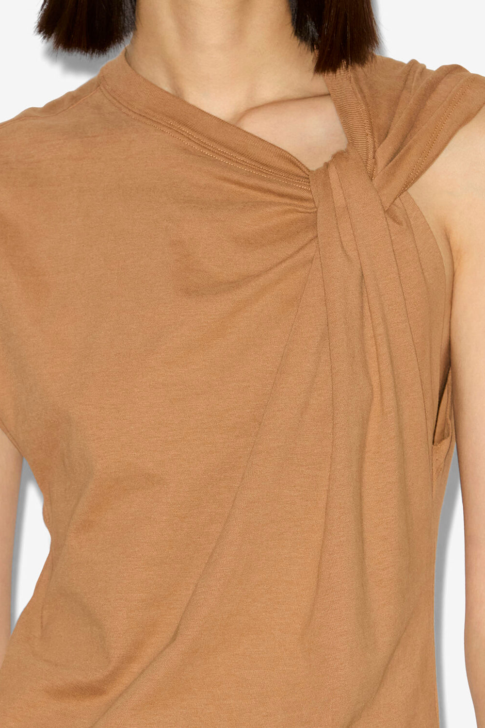 Nayda asymmetrical cotton t-shirt - Caramel - Woman - 3
