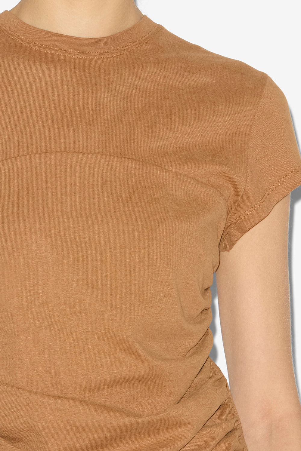 Maelie gathered t-shirt - Caramel - Woman - 3
