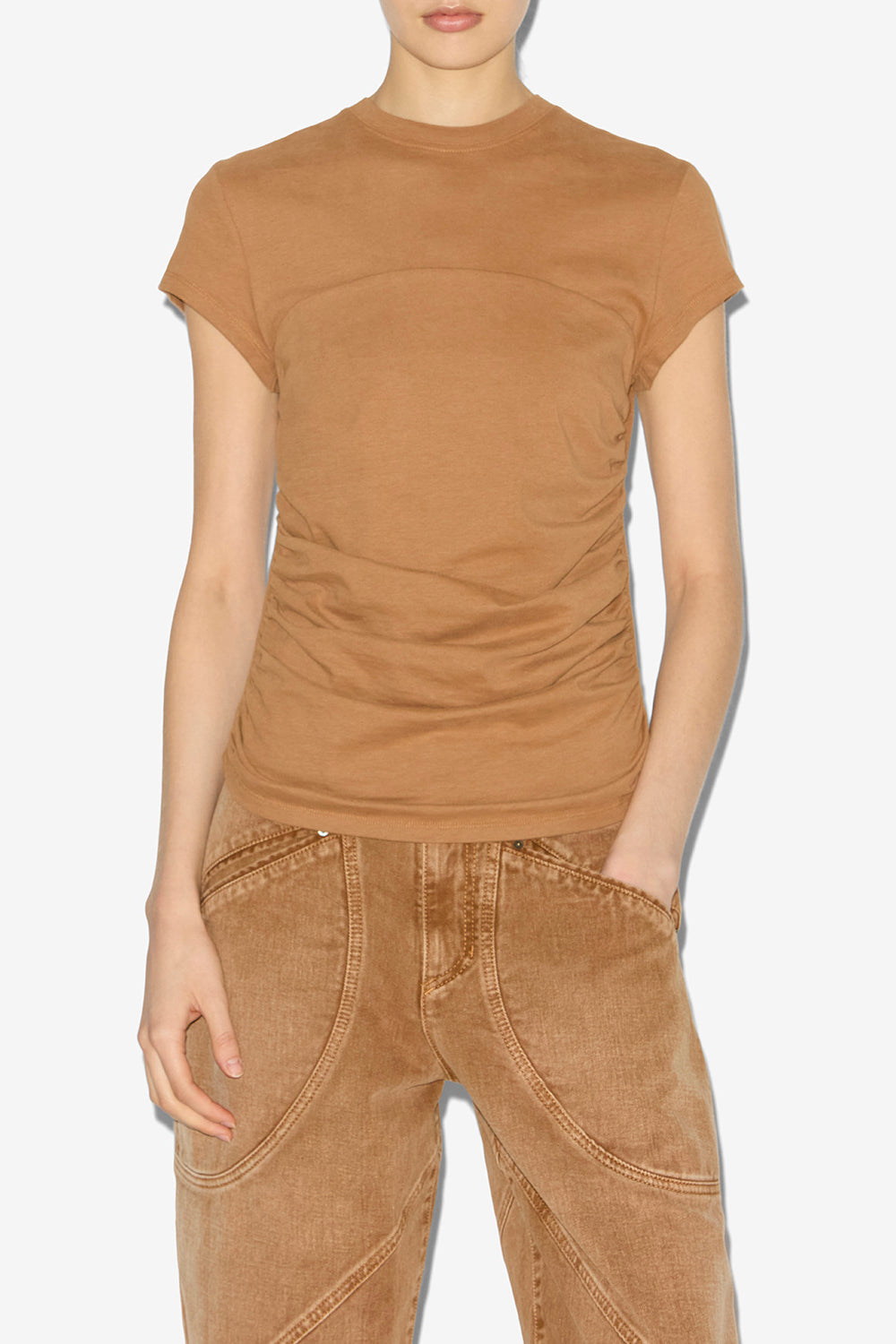Maelie gathered t-shirt - Caramel - Woman - 4