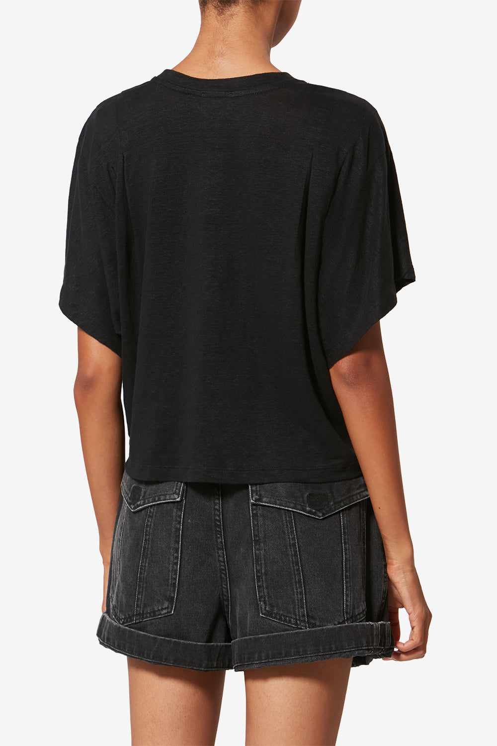 Kyanzae linen t-shirt with logo - Black - Woman - 5