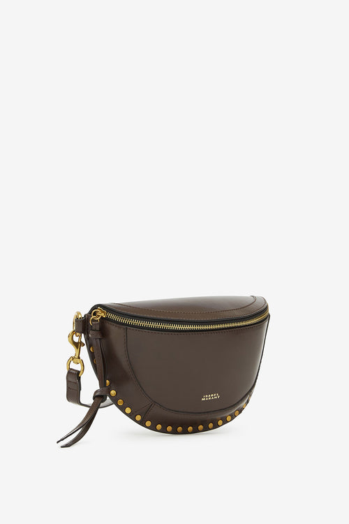 Sac banane en cuir de veau skano - Marron foncé - Woman