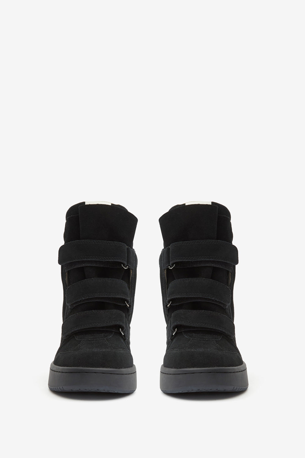 High-top leather wedge sneakers - Black - Woman - 4