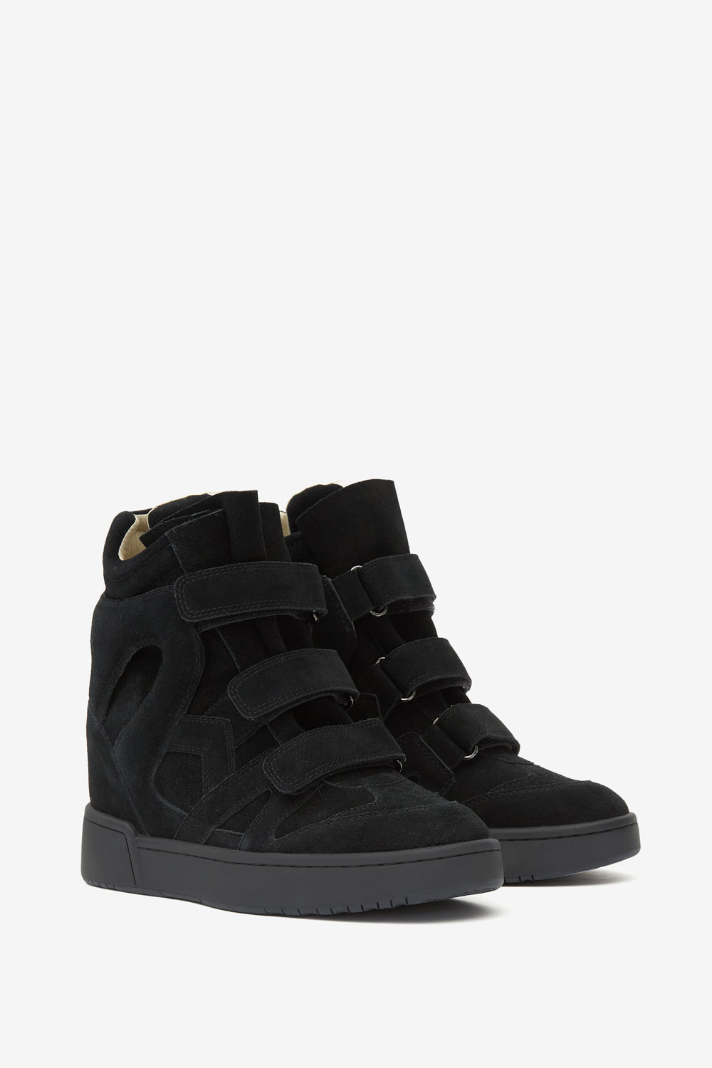 High-top leather wedge sneakers - Black - Woman - 3