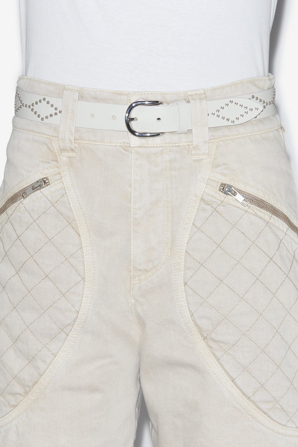 Ledergürtel liliana mit nieten - Chalk-silver - Woman - 4