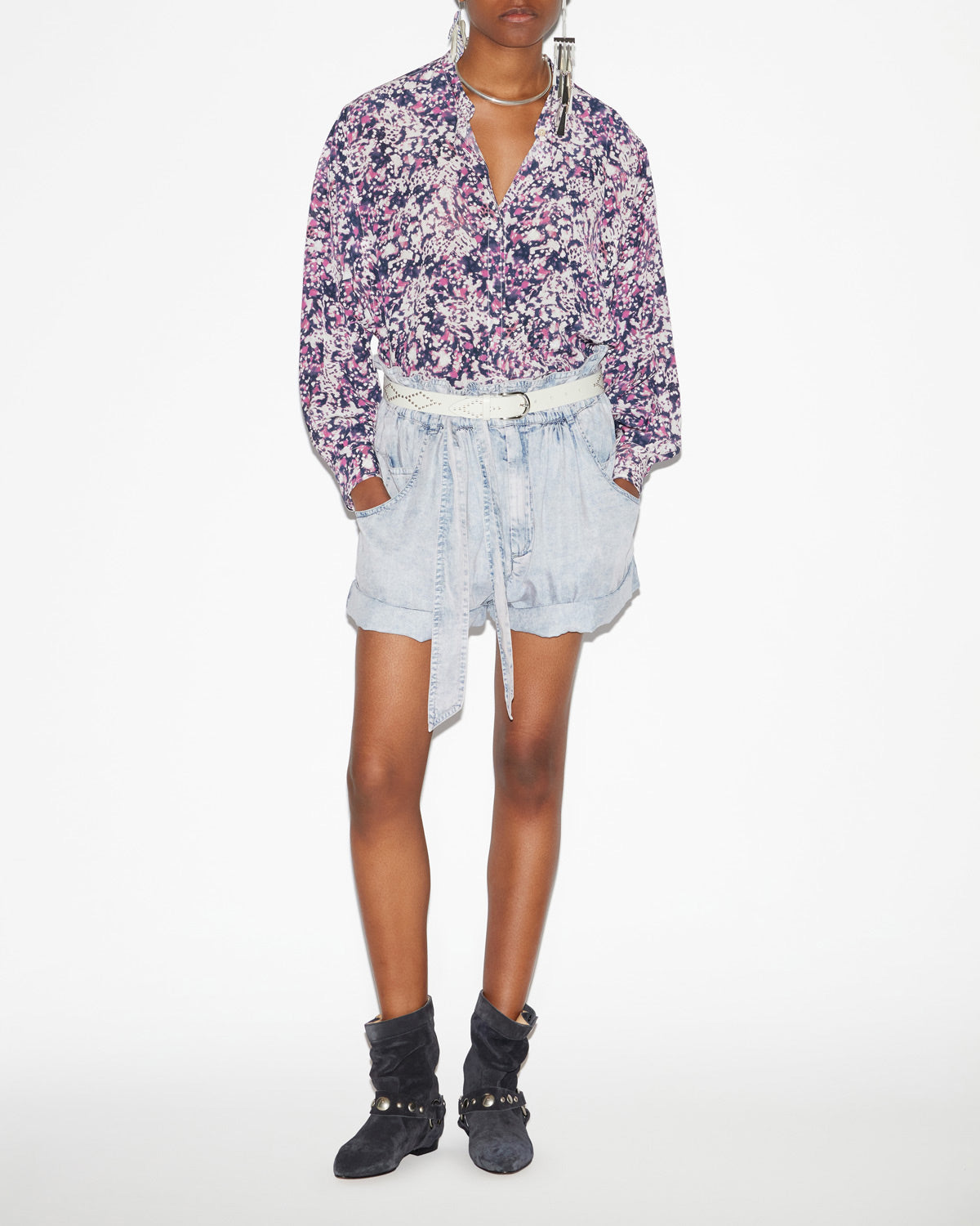 Catchell blouse Woman Ecru-purple 4