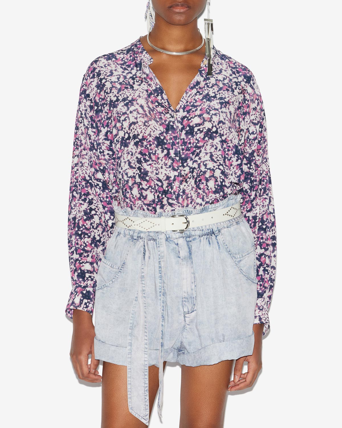 Catchell blouse Woman Ecru-purple 5