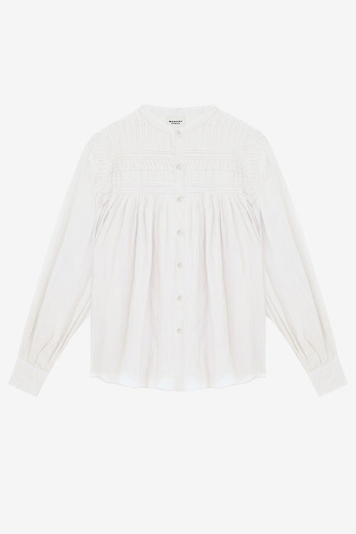 Plalia gathered cotton voile blouse - White - Woman