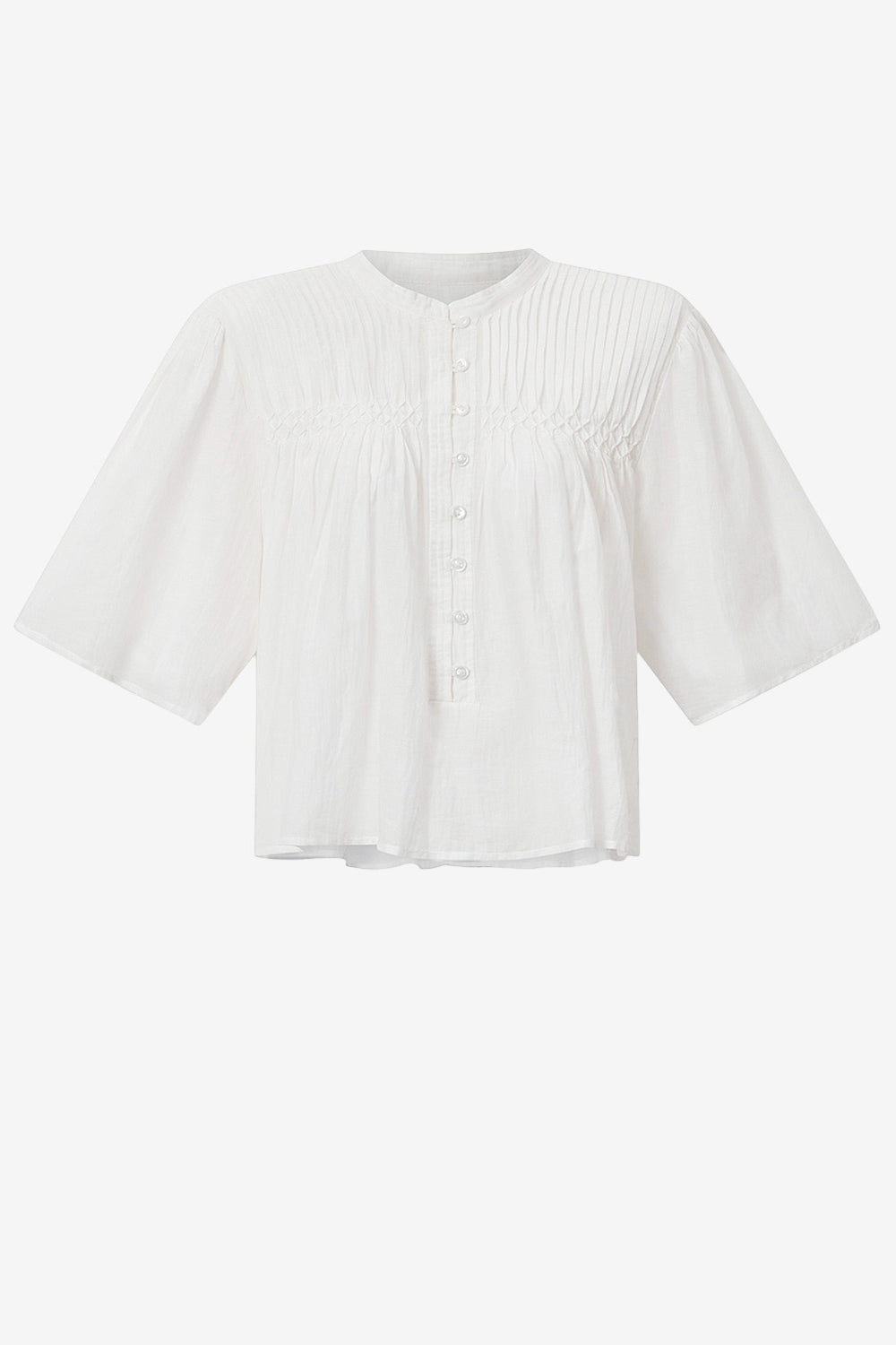 Destiny smocked cotton voile top - White - Woman - 1