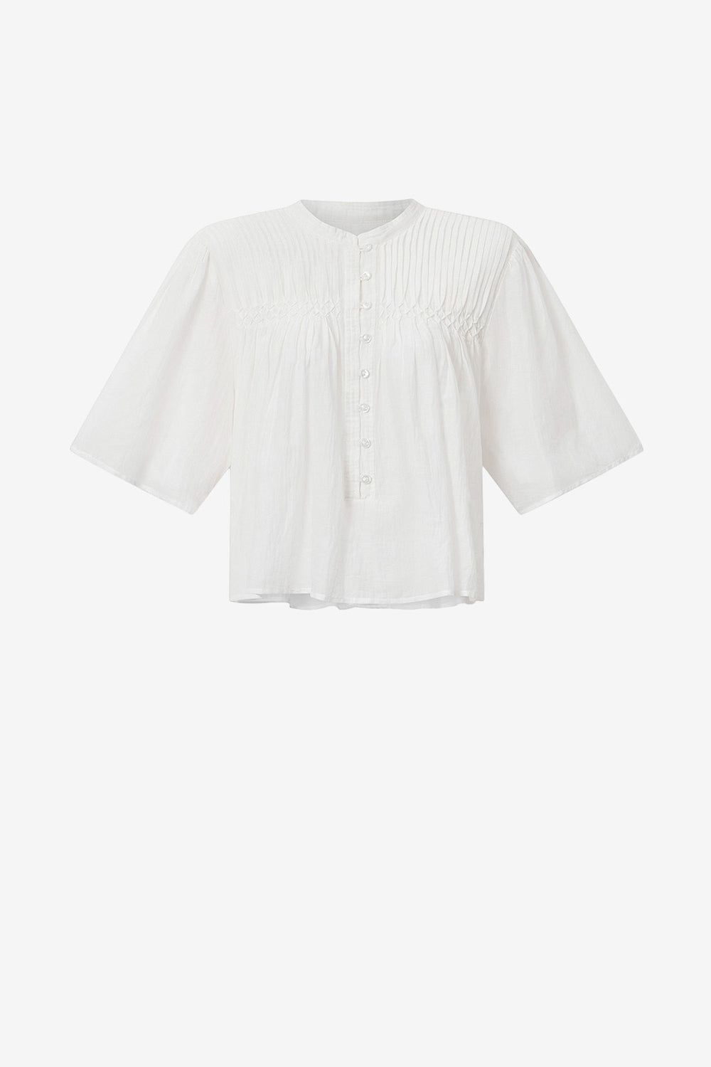 Haut smocké en voile de coton destiny - Blanc - Woman - 1