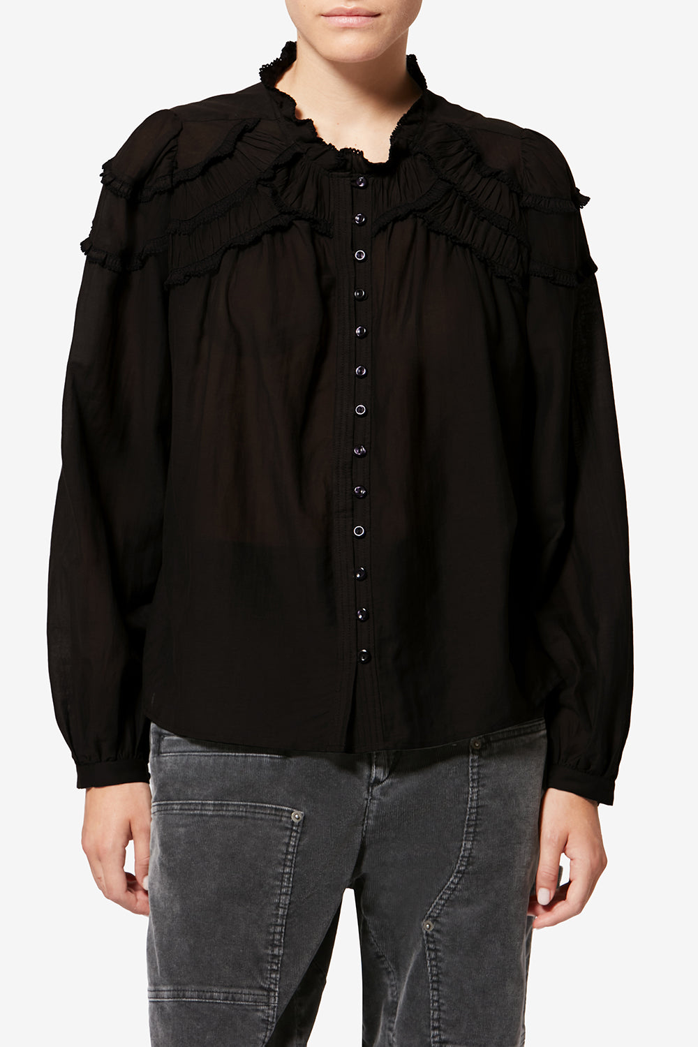 Blouse en coton froncé christa - Noir - Woman - 4