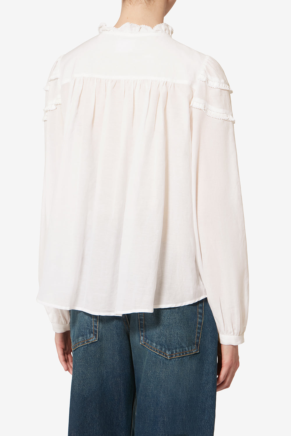 Blouse en coton froncé christa - Blanc - Woman - 5