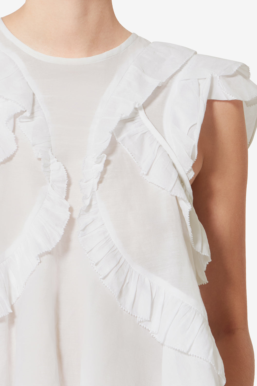 Haut en voile de coton volanté nalou - Blanc - Woman - 3