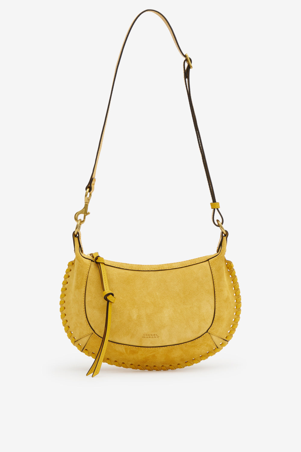 Oskan moon braided suede calfskin leather handbag - Saffron - Woman - 5