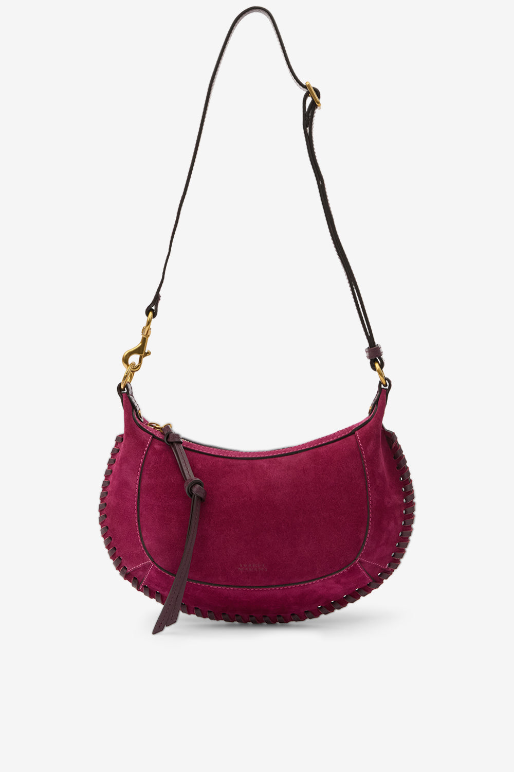 Oskan moon suede calfskin leather shoulder bag - Plum - Woman - 6
