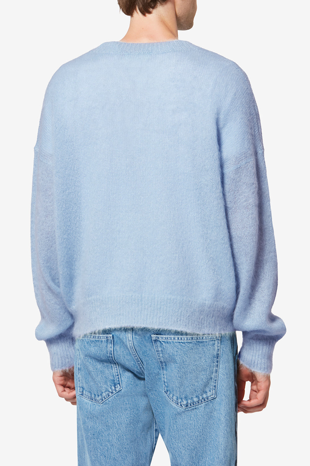 Pull en mohair bicolore drany avec logo - Bleu clair - Man - 5